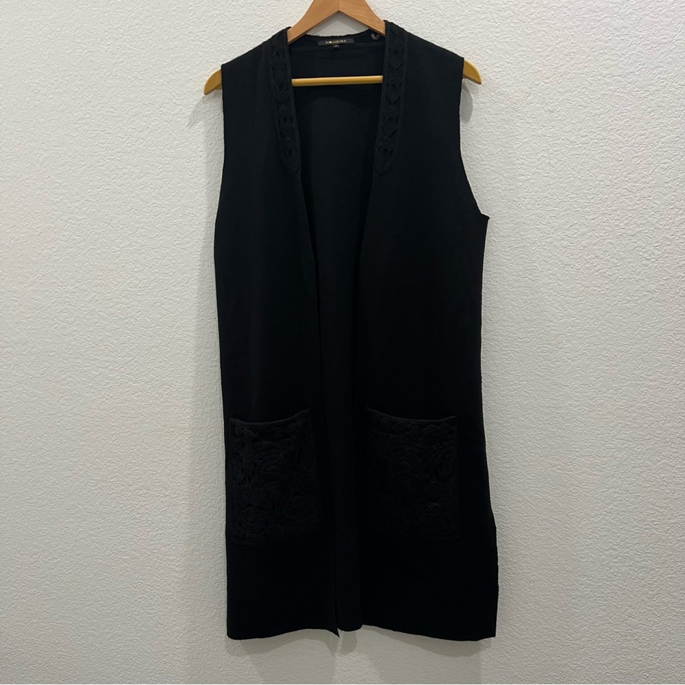 Rare Kobi Halperin Jaycie Black Crochet Lace Trim and Pockets Sweater Vest M‎ - Picture 4 of 11